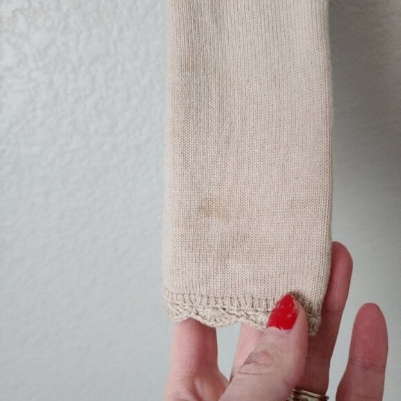 Y2K Coquette Cream Knit Cardigan Top with Floral Beading Pearls Sequins M‎ - Picture 8 of 11